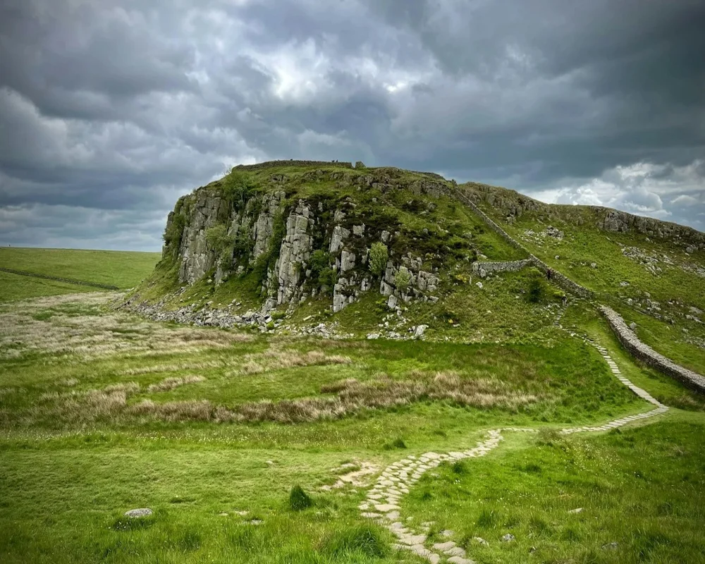 Hilly Field and Wall in landscape